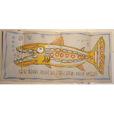 Zeichnung, BLUBB, BLUBB UNTER GEHT'S. DIE FISCHE HABEN SPAß
