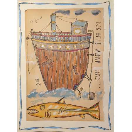 Zeichnung, DER ALTE MANN   UND...