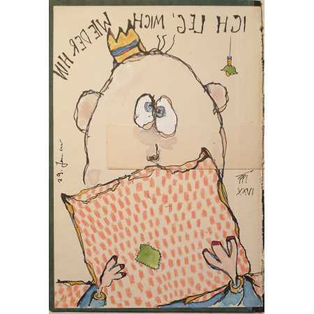 Zeichnung, ICH LEG' MICH WIEDER HIN