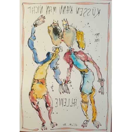 Zeichnung, K&Uuml;SSEN KANN MAN NICHT ALLEINE