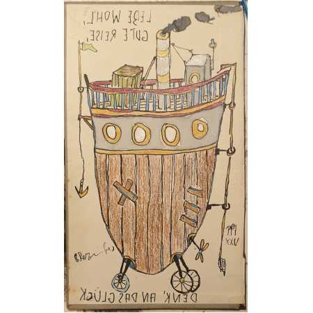 Zeichnung, LEBE WOHL, GUTE REISE, DENK AN DAS GLÜCK