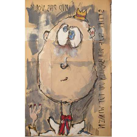 Zeichnung, UND DAS VOLK STEHT AUF DEN BR&Uuml;CKEN UND TUT WINKEN.