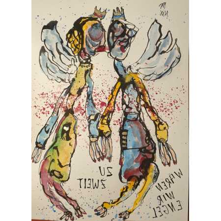 Zeichnung, ZU ZWEIT W&Auml;REN WIR ENGEL